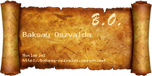 Baksay Oszvalda névjegykártya